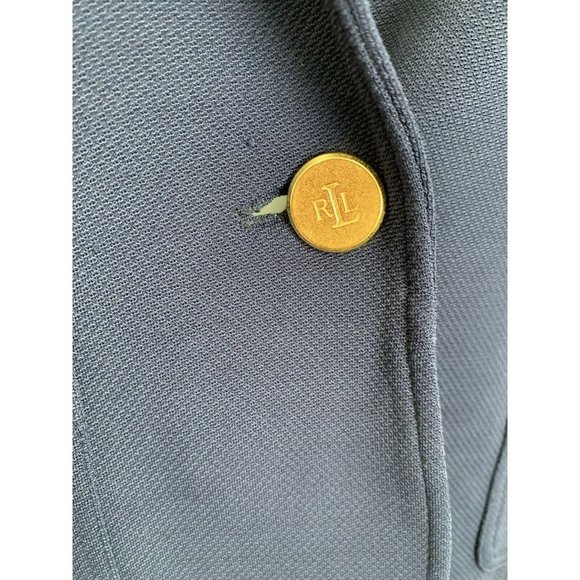Lauren Ralph Lauren Womens Knit Blazer Viscose Dark Blue Gold Buttons Si… - Picture 3 of 8